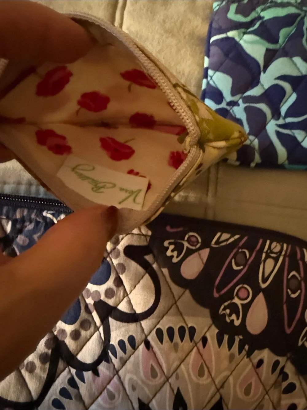 Vera Bradley Pink Floral Quilted Wristlet and Coin Pouches Set of 4